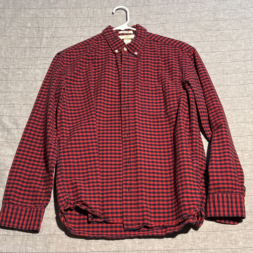 Red and Black Checkered Casual Button Down Shirt